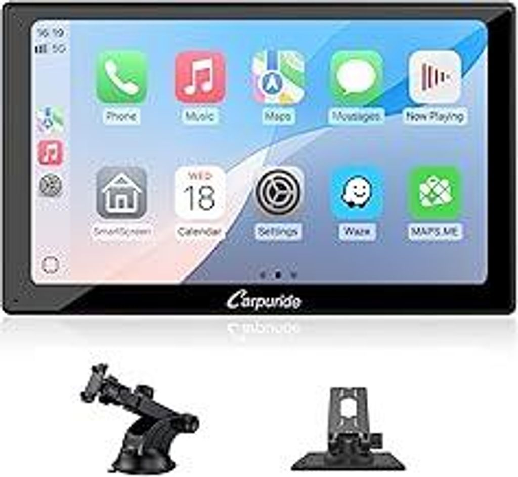 Carpuride V9 Tragbares Autoradio, kabellos Carplay & Android Auto, 9 Zoll 1080P HD-Touchscreen-Radio mit BT 5.0, Mirror Link, Light-Sense-Unterstü...