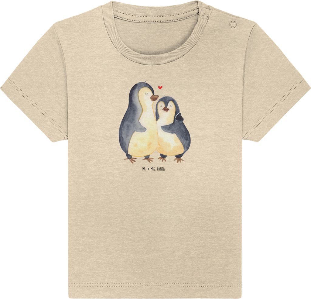 Mr. & Mrs. Panda Babyshirt Pinguin umarmen 12. - 18. Monat - Natural Raw - Geschenk, Verlobung, T-Shirt Baby, Shirt, Umarmung, Hochzeitsgeschenk, V...