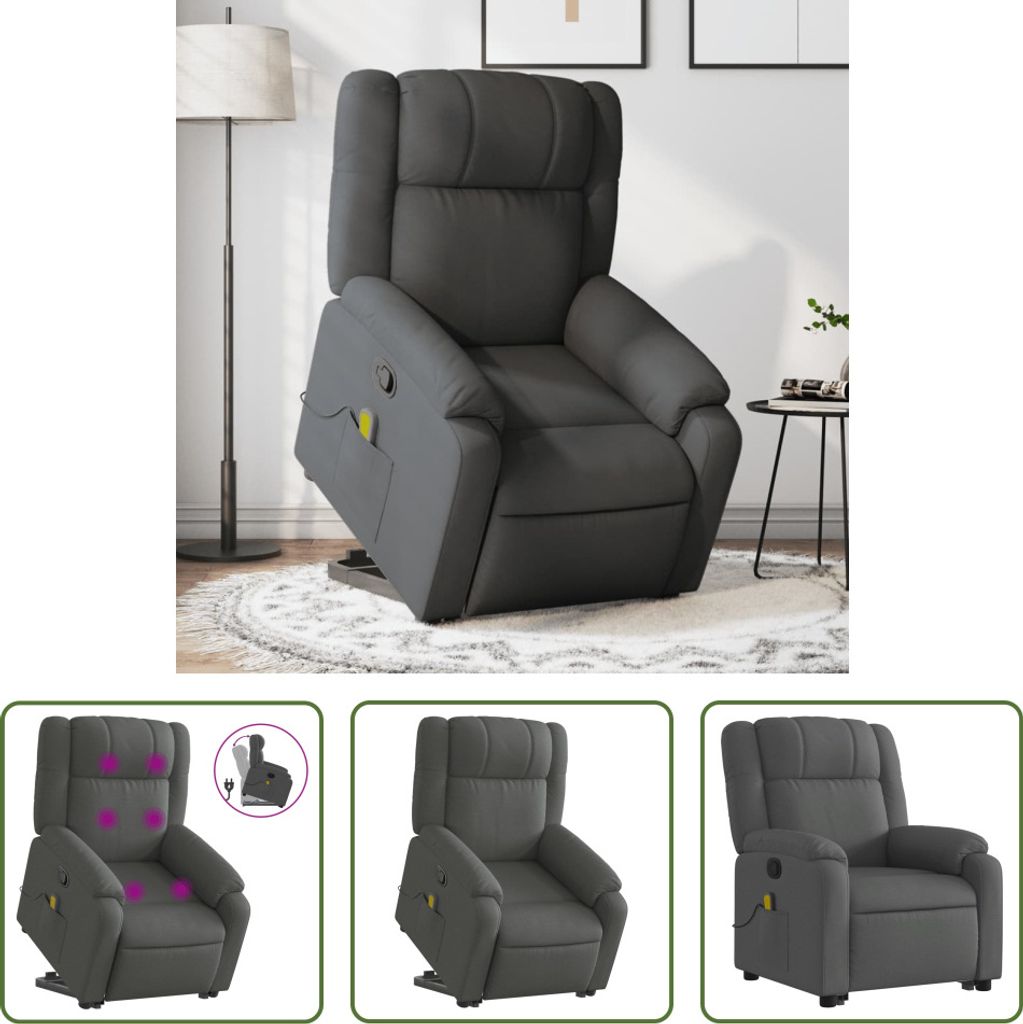 The Living Store Massagesessel mit Aufstehhilfe Dunkelgrau Stoff