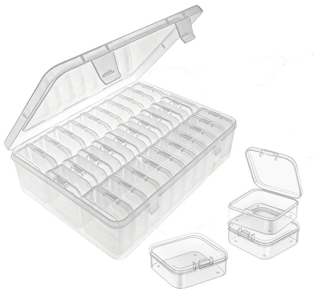 Petites boîtes de rangement en plastique 5,5x5,5x2 cm de 30 unités