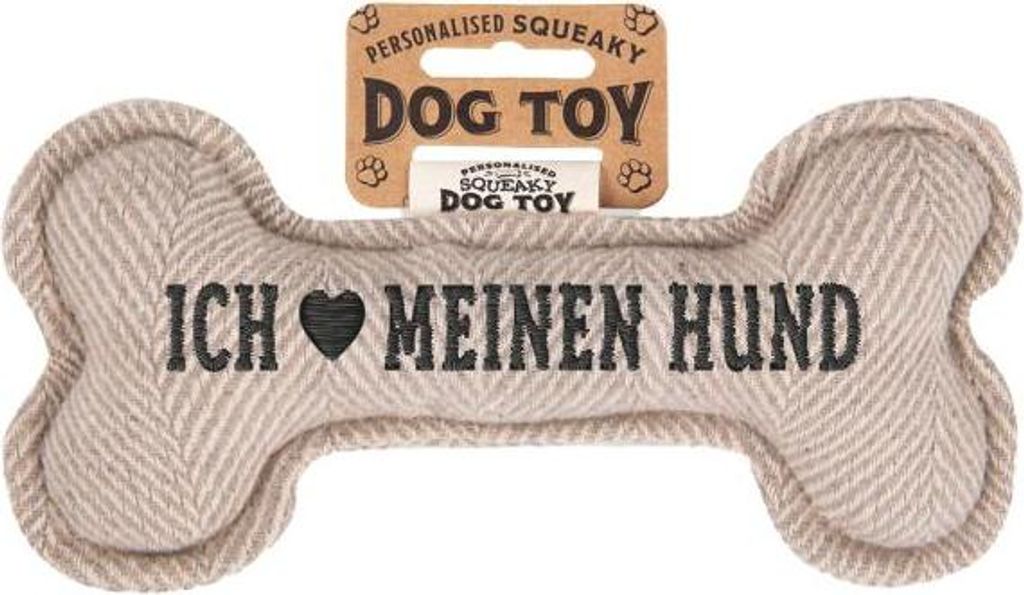 Quietschender Hunde Knochen form-Hundespielzeug Ich love meinen Hund -cream