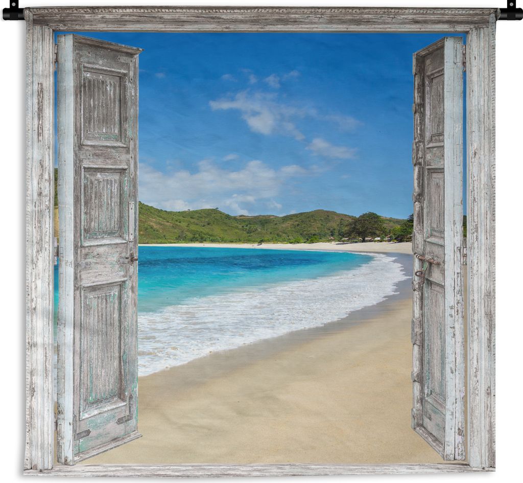 MuchoWow Wandteppich Wandbehang Meer - Tropen - Blick - Strand 120x120 cm Tapisserie Dekoration Wandtuch - Modern - Baumwollgewebe