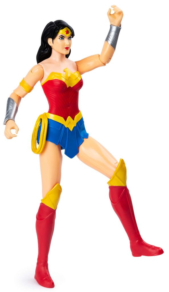 A full-body shot of a Wonder Woman action figure against a white background.
