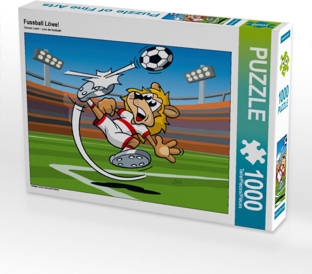 CALVENDO Puzzle Fussball Löwe! | 1000 Teile Lege-Größe 64x48cm Foto-Puzzle für glückliche Stunden