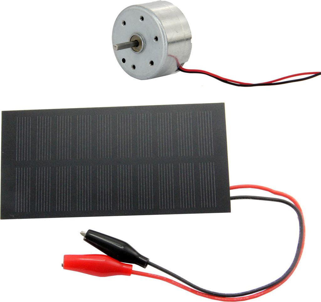 Solarzellen mit Krokoklemmen 5 V - 150 mA, mit Solarmotor (90002l)