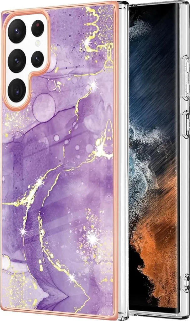 Cover Samsung S22 Ultra Marmo Viola - Accessorio Moda Hard Case