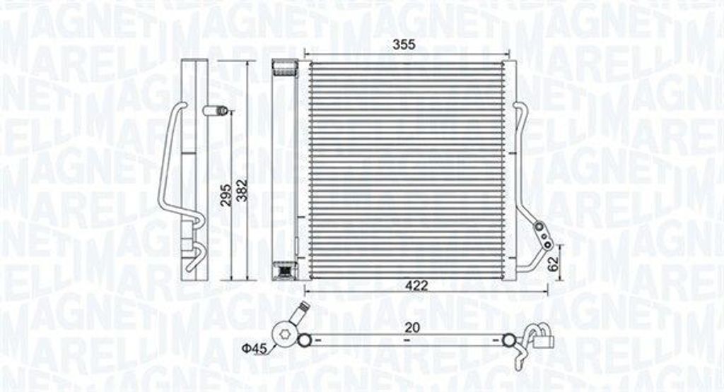 MAGNETI MARELLI 350203810000 Kondensator Klimaanlage Klimakondensator für SMART CITY-COUPE (450) +Trockner