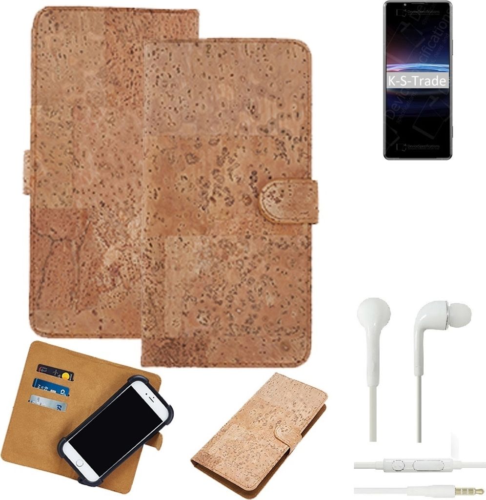 K-S-Trade Hülle kompatibel mit Sony Xperia PRO-I + in ear Kopfhörer Kork Handyhülle Cover Schutzhülle TPU Case Bumper in Hellbraun, (1x)