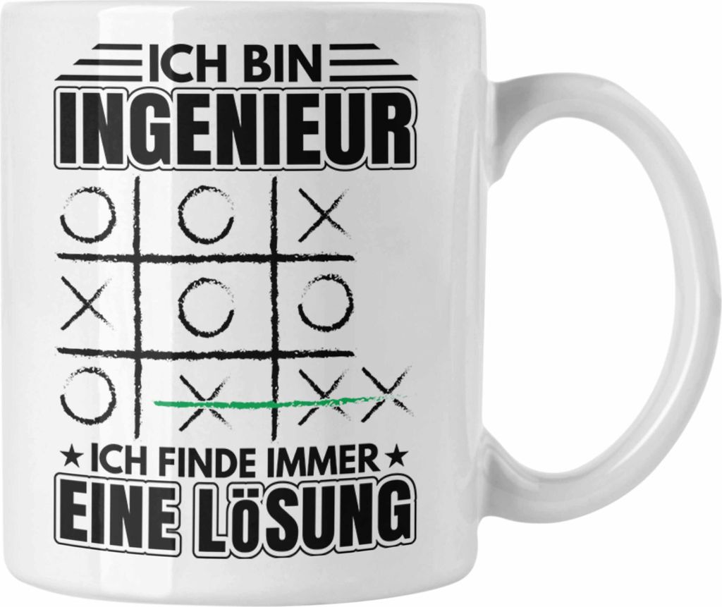 Trendation - Ingenieur Tasse Geschenk Mit Spruch Männer Ich Finde Immer Eine Lösung (Weiß)