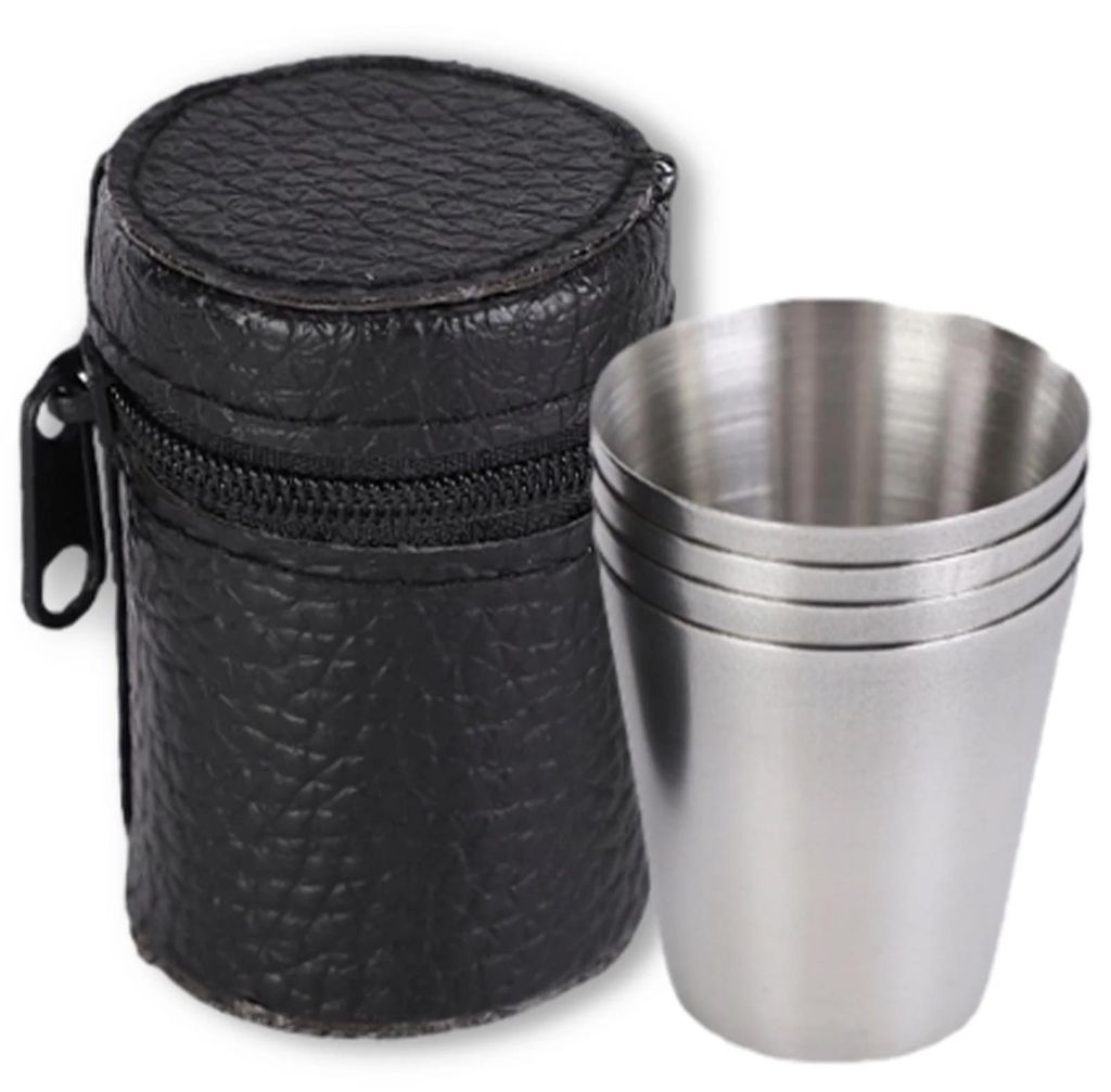 Edelstahl Schnapsgläser Campingbecher Flachmann Becher Set