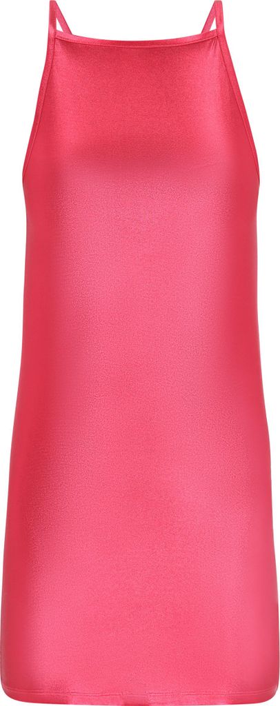 Rosa figurbetontes Neckholder Kleid XL aus metallisch schimmerndem Strickstoff
