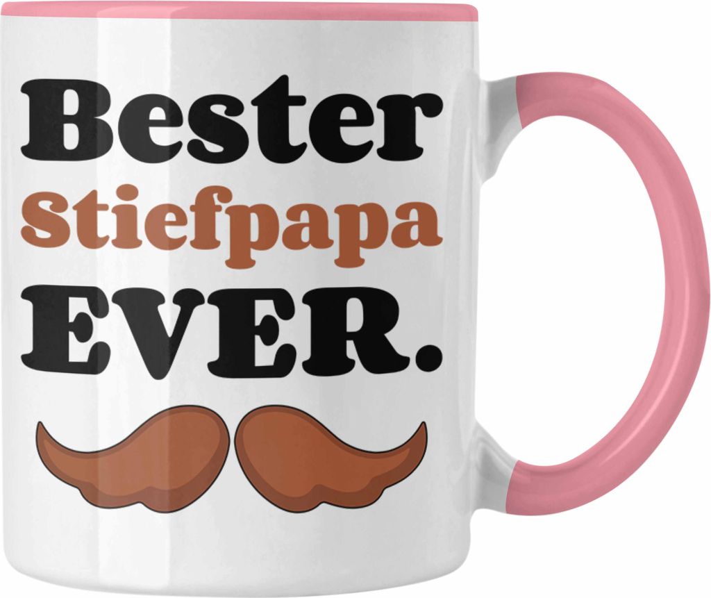 Trendation - Bester Stiefpapa Ever Geschenk Tasse Stiefvater mit Spruch Vatertag Geburtstag Vatertagsgeschenk (Rosa)