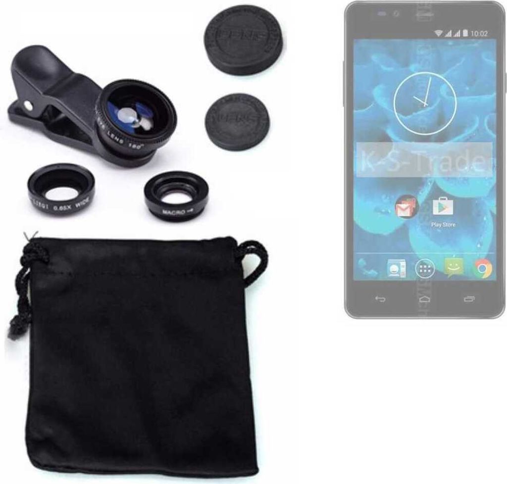 K-S-Trade Smartphone Kamera Linsen Set Kompatibel mit Qilive Q4 5.5 3in1 Clip-On Kamera Adapter Macro Weitwinkel FishEye Fischauge Objektiv Linse