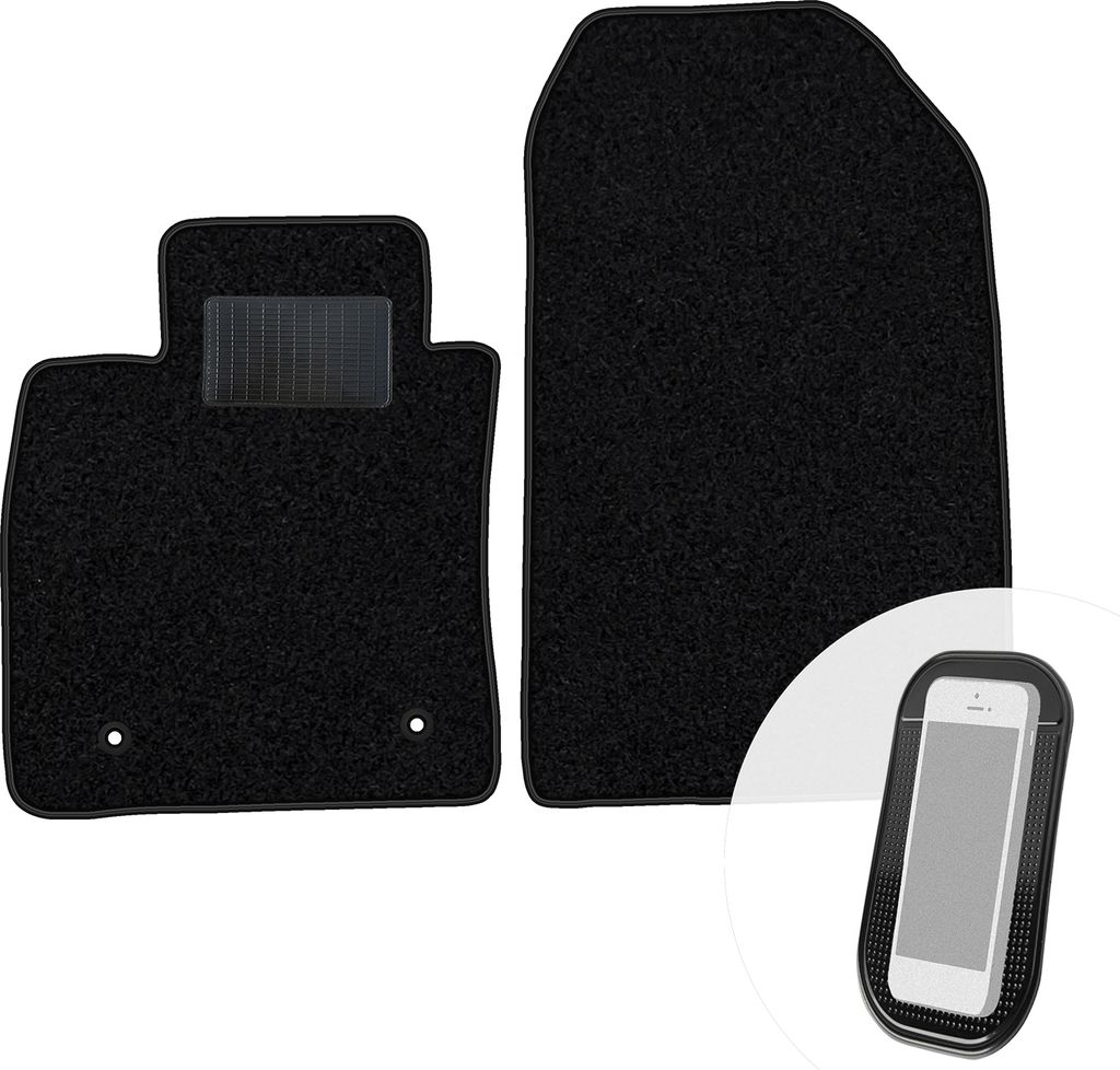 moto-MOLTICO Vorne Fußmatten Auto Velours Autoteppiche Schwarz Automatten Set 2-teilig passend für Renault Clio IV 2012-2020