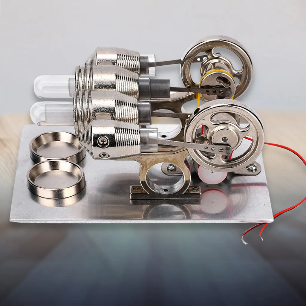 Modèle Éducatif Moteur Stirling à Air Chaud avec Générateur LED Intégré