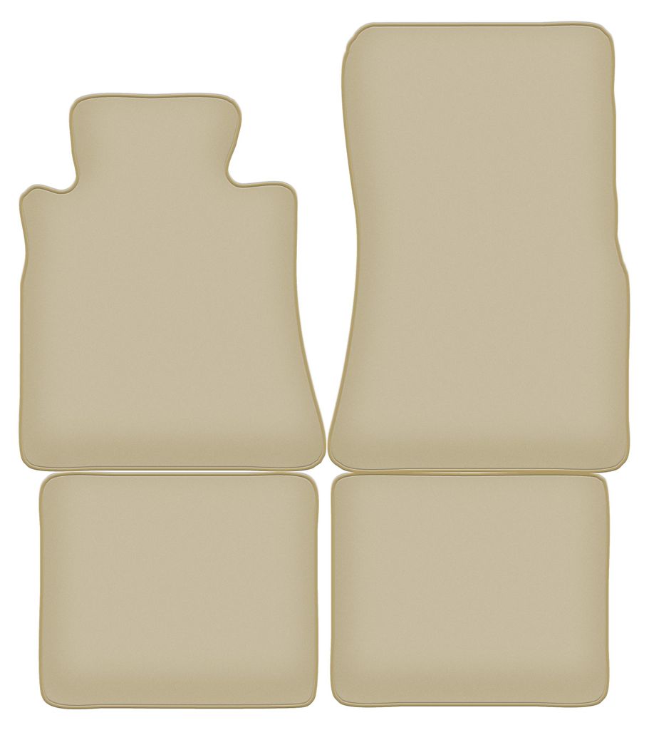 Velours-Fußmatten PREMIUM beige passend für Mercedes SD W126 (1979-1991, Limousine) – mit Befestigungen – passgenau