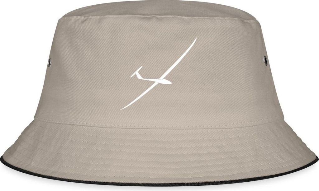 Spreadshirt Segelflugzeug JS1 Sport Fliegen Pilot Fischerhut, S/M (Caps), Khaki/Schwarz