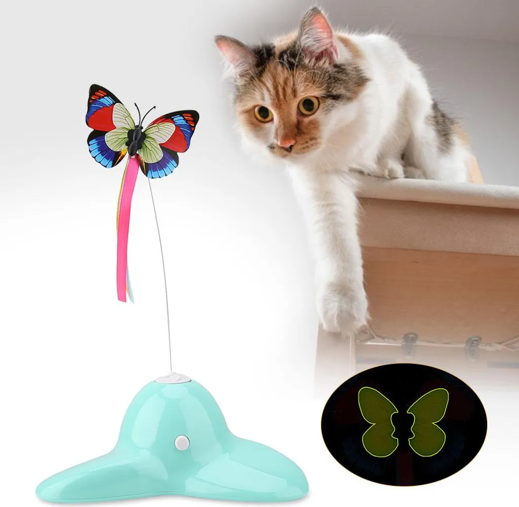 Jouet Interactif Chat Papillon rotatif et Lumineux pour les Enfants