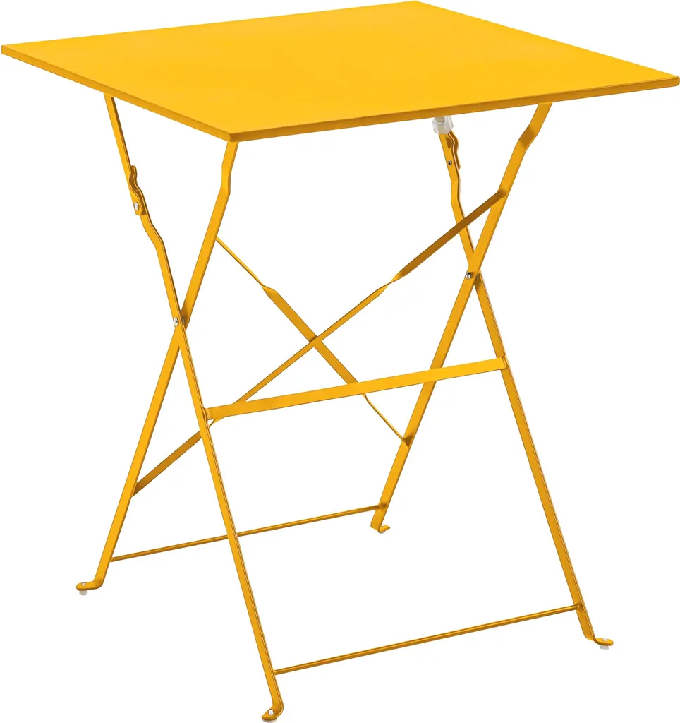 Table de jardin pliante 60 cm en acier jaune Rome Oviala bistrot