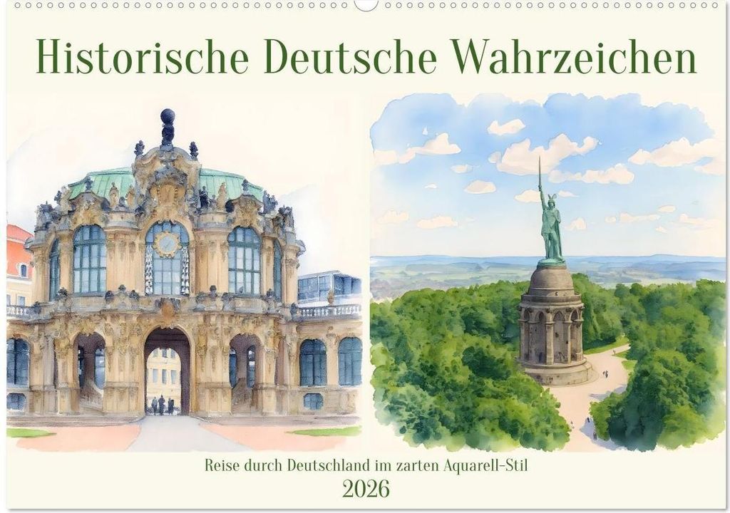 Historische Deutsche Wahrzeichen (Wandkalender 2026 DIN A2 quer), CALVENDO Monatskalender