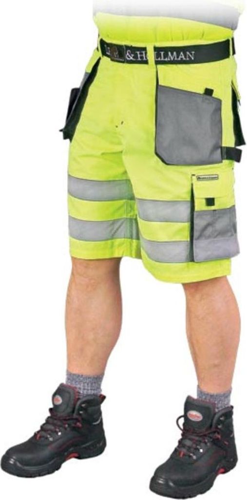 kurze Warnschutzhose mit Reflektionsstreifen neongelb XL