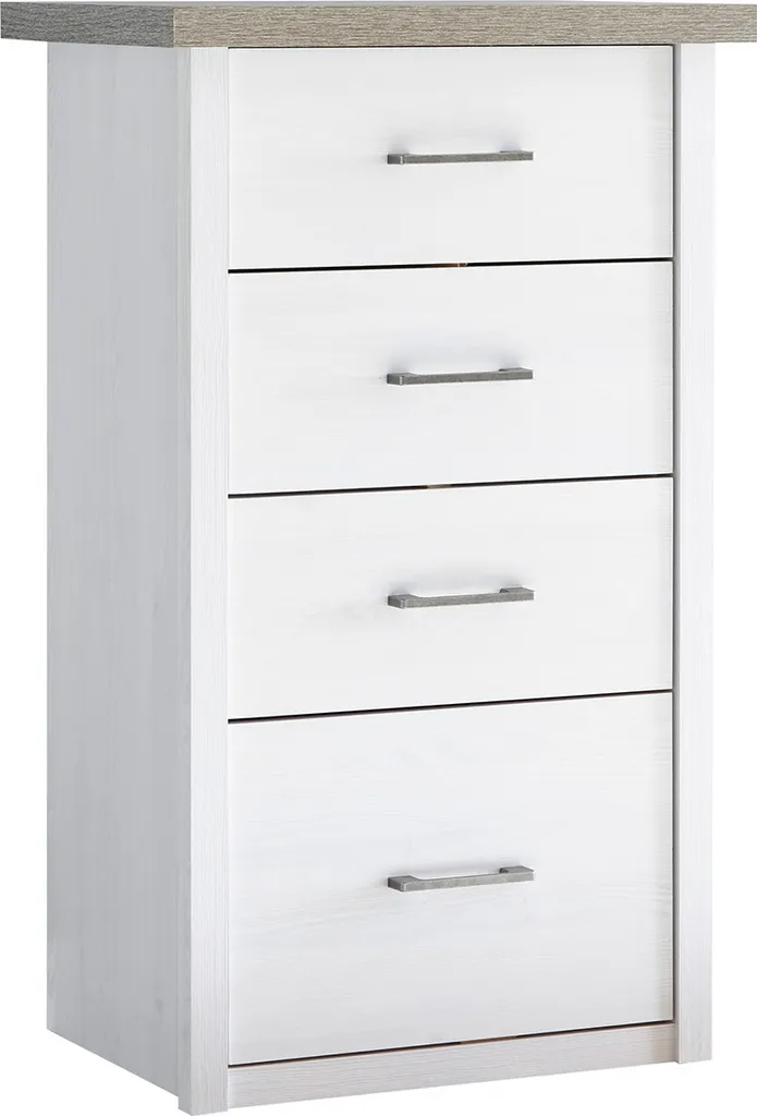 Commode Lebbie en pin blanc 60x101x43 cm - Rangement étroit robuste