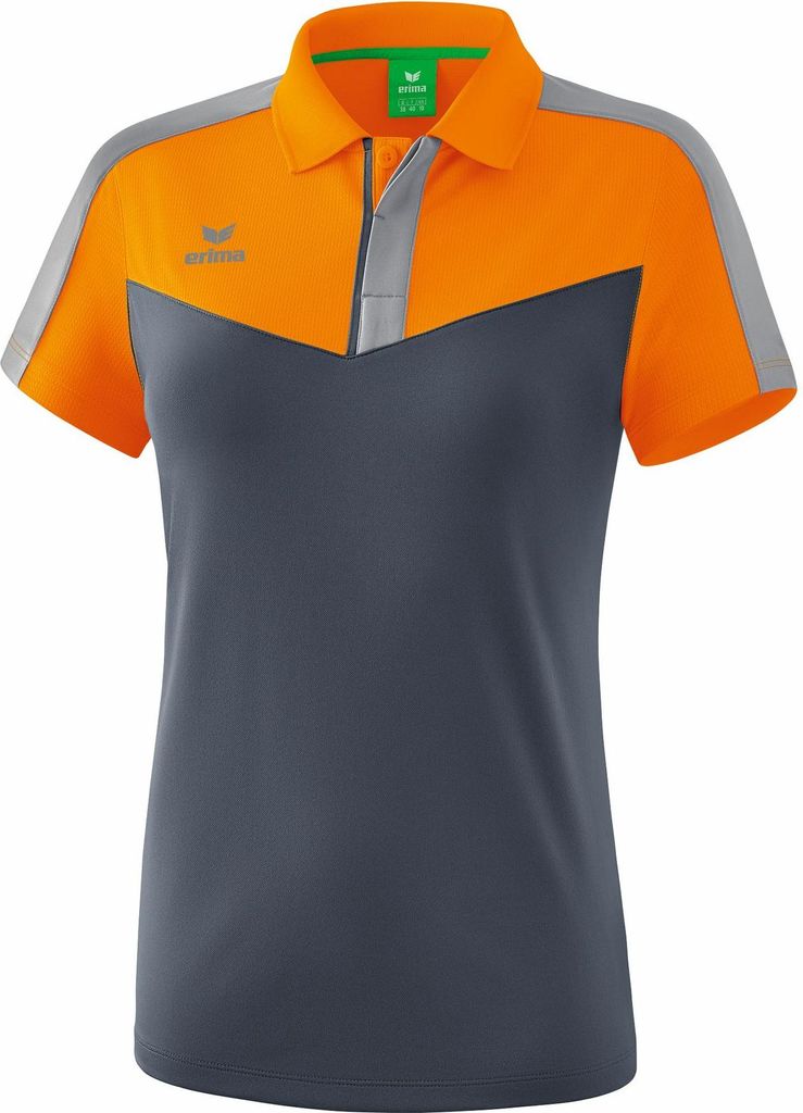 Erima Squad Poloshirt Damen - New Orange / Slate Grey / Monument Grey