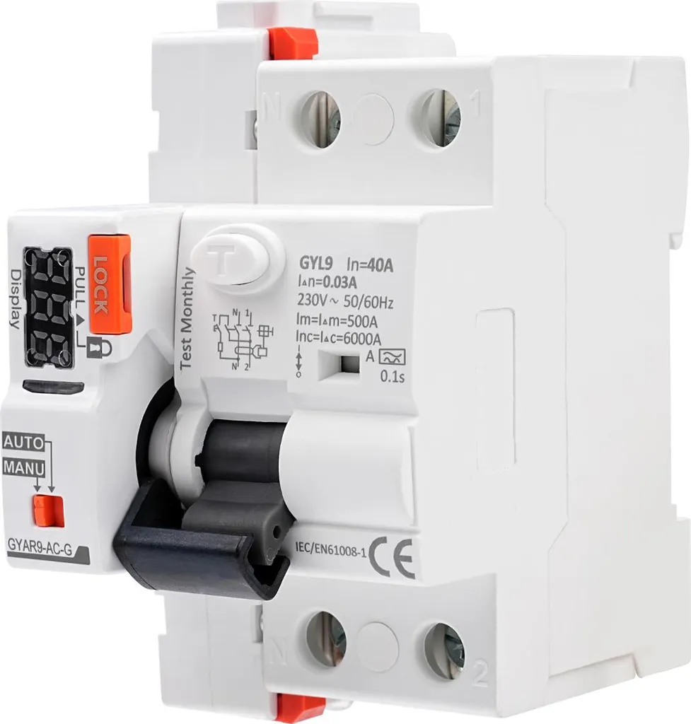 RCCB 2 pôles 40A 30mA intelligent : interrupteur pour rail DIN de type A