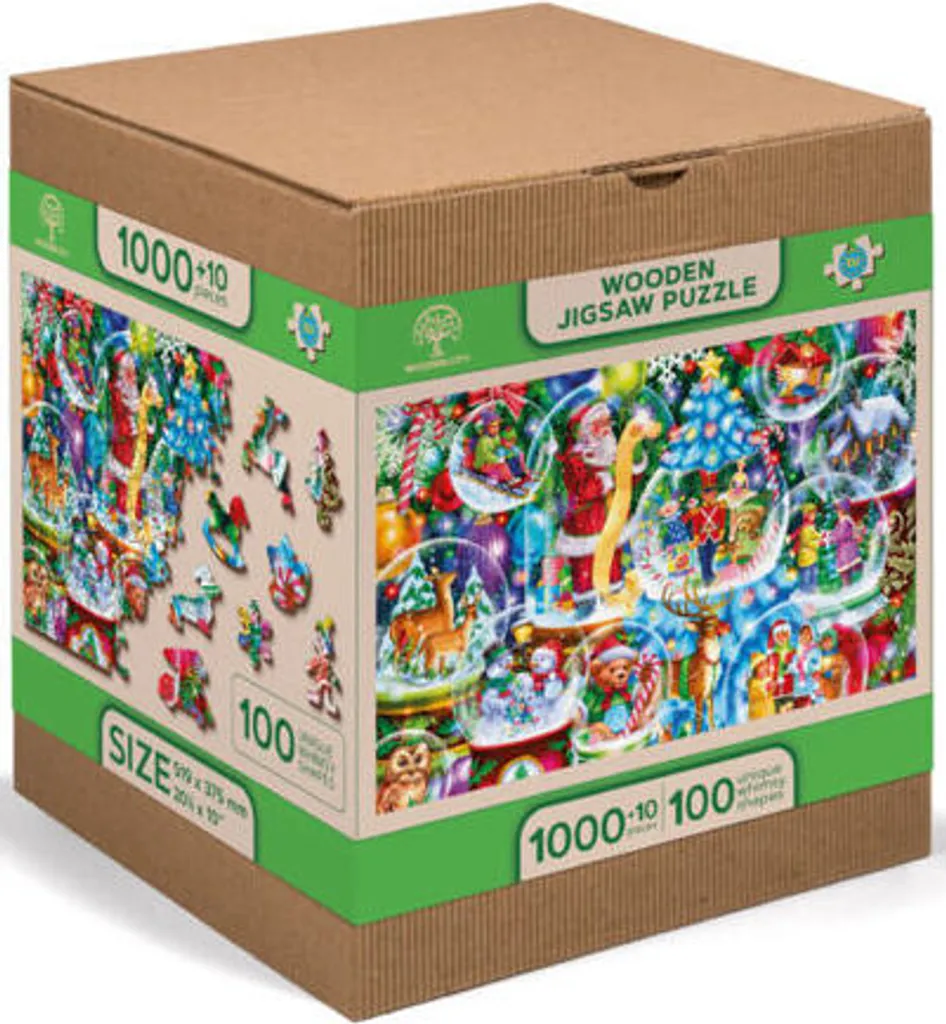 Grand Puzzle en Bois 1010 Pièces XL Boules de Neige Découpe Artisanale