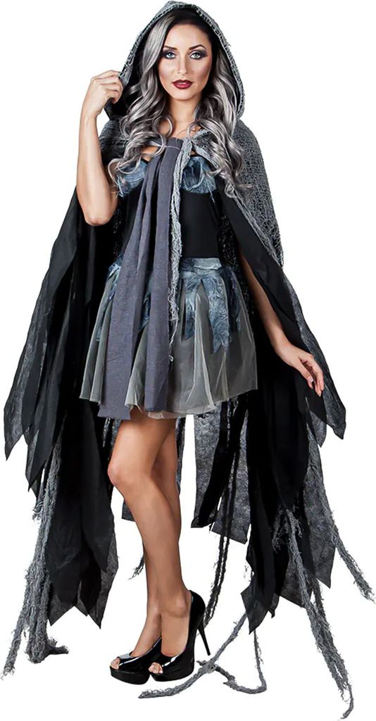 Hexen Cape - Halloween Vampirin Sensenmann Umhang Produktbild 
