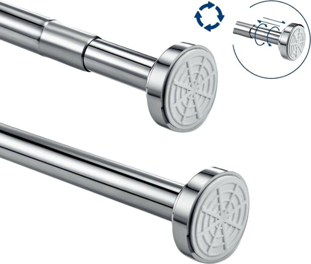60 cm Duschvorhangstange ohne Bohren verstellbar von 65cm bis 100cm, ausziehbare Teleskopstange für Dusche & Badewanne, Vorhangstange aus Edelstah...