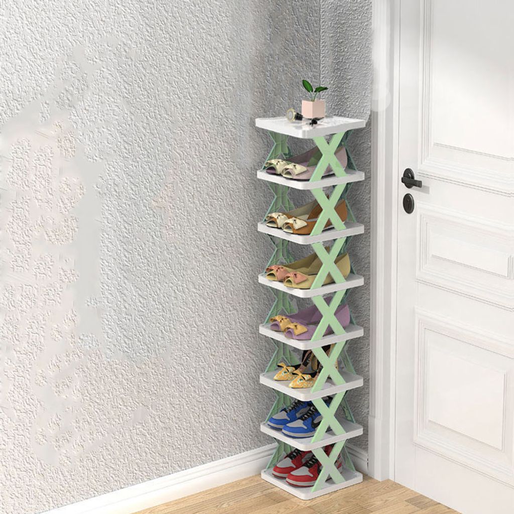 360Home Einfaches Schuhregal abnehmbar Grün 8 Ebenen Produktbild 1