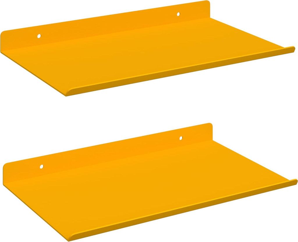 vidaXL Schwebendes Regal 2 pcs Senfgelb 30 x 18 x 2,5 cm Stahl
