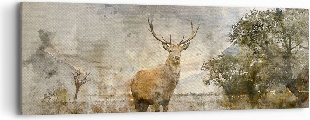 Bild auf Leinwand - Leinwandbild - rotwild natur - 90x30cm - Wand Bild - Wanddeko - Wandbilder - Leinwanddruck - Bilder - Kunstdruck - Wanddekorati...