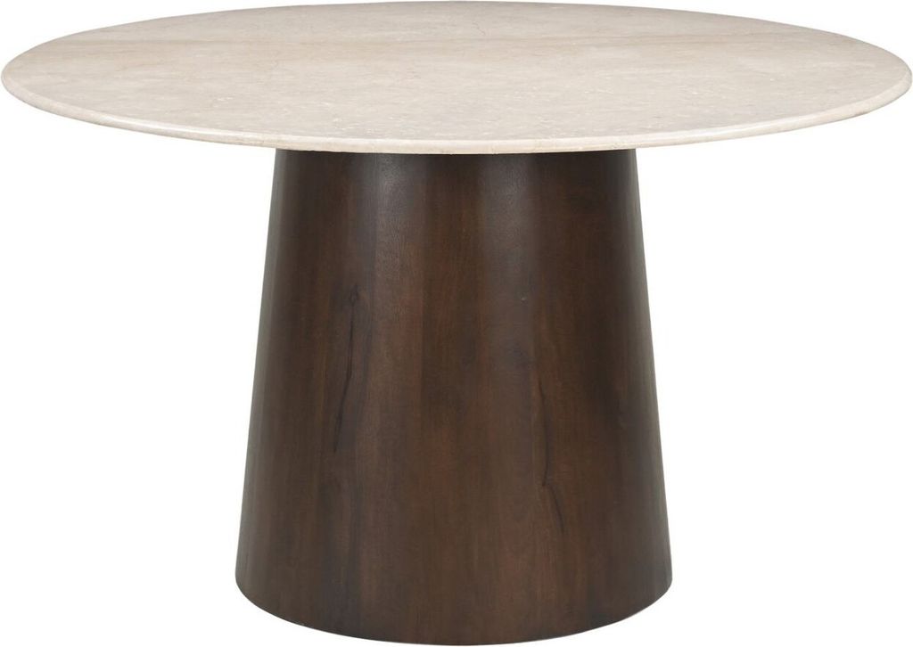 Tisch Bottecino 130x130x76 cm Mangoholz Marmor Weiß Natur