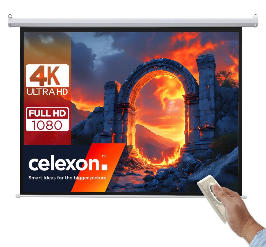 celexon basic Motor-Leinwand 110" | 200x200 cm 1:1 | Produktbild 