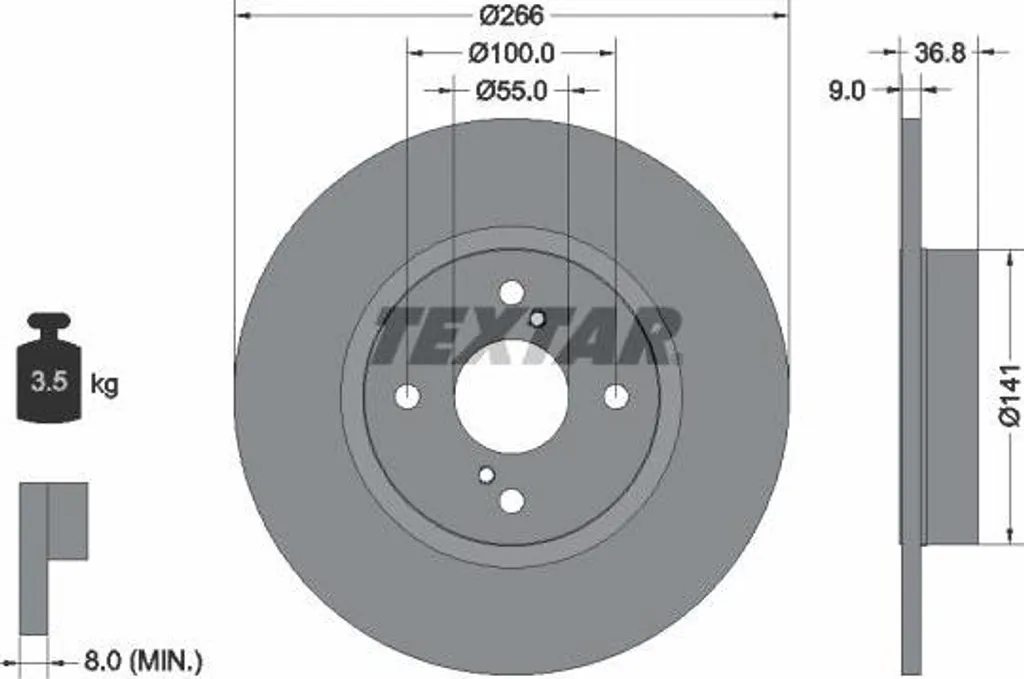 Disque de frein en fonte de carbone TEXTAR pour berline Corolla 4x4