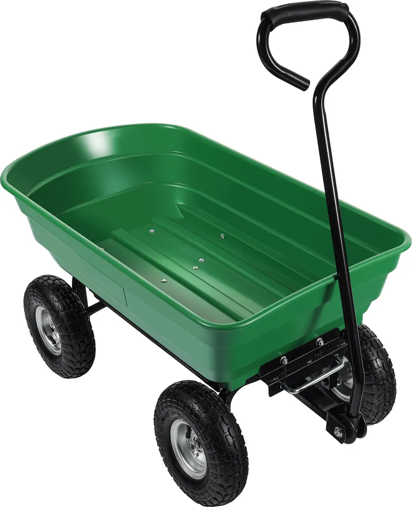 Carrello da giardino Wiltec con funzione di ribaltamento fino a 240 kg, carrello manuale con volume di 75 l, carrello manuale per il giardinaggio, carrello manuale ad esempio per prato, ghiaia e fango