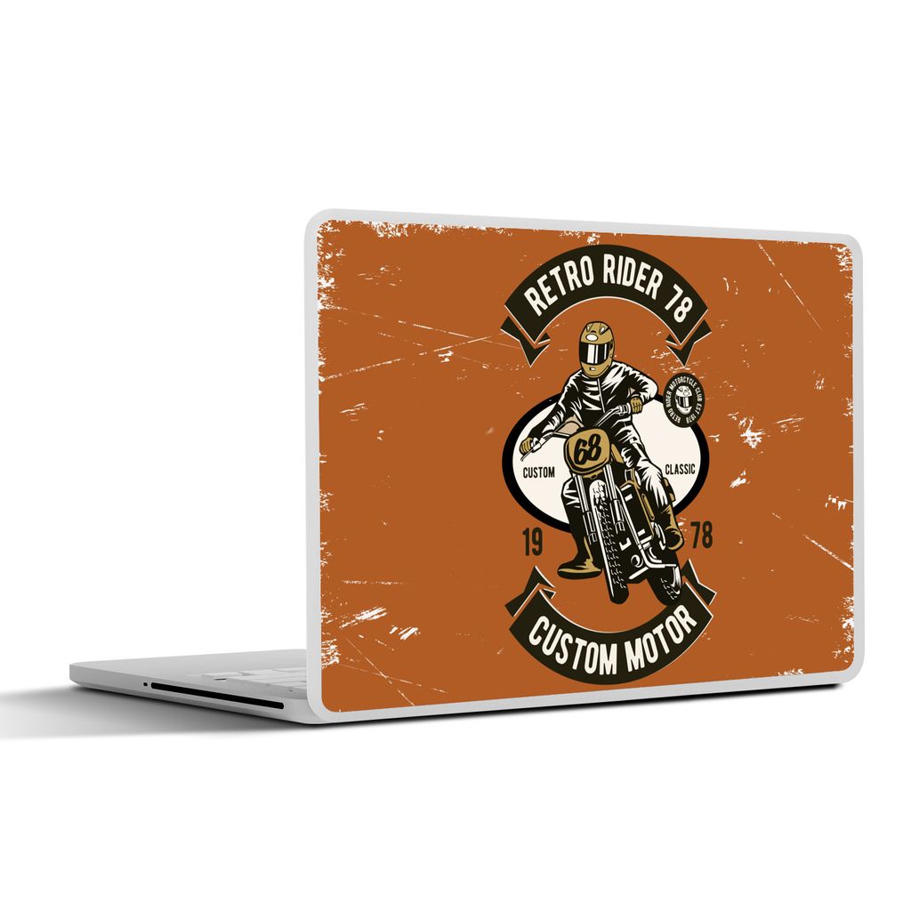 MuchoWow Laptop Aufkleber Sticker Cover Motorrad - Retro - Zitat 32.5x23.5 cm - Sticker für Laptop - Selbstklebend