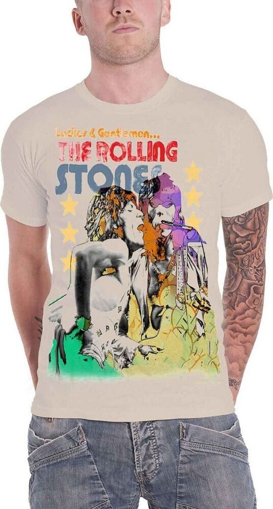 The Rolling Stones - "Mick & Keith" T-Shirt wasserfarben für Herren/Damen Uni RO1239 (XXL) (Sand)