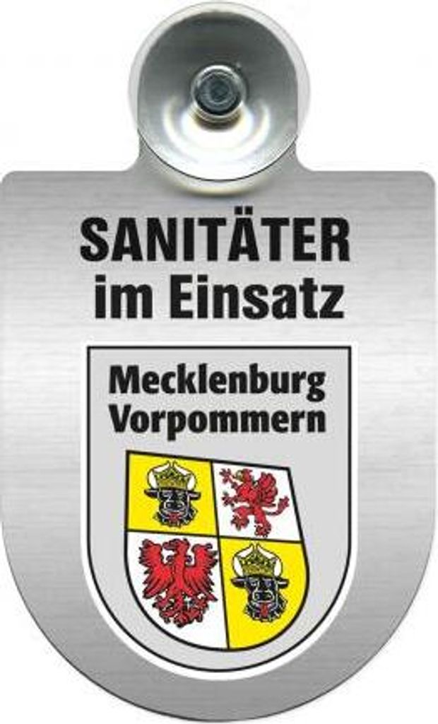 Einsatzschild Windschutzscheibe incl. Saugnapf - Sanitäter im Einsatz - 309396- Regionen nach Wahl Color - Region Mecklenburg-Vorpommern