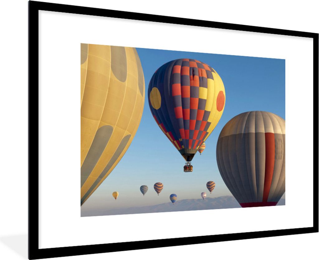 MuchoWow Gerahmtes Poster Heißluftballon - Luft - Makro 90x60 cm - Poster mit Schwarzem Bilderrahmen Wandposter Rahmen Foto Bilder - Wanddekorat...
