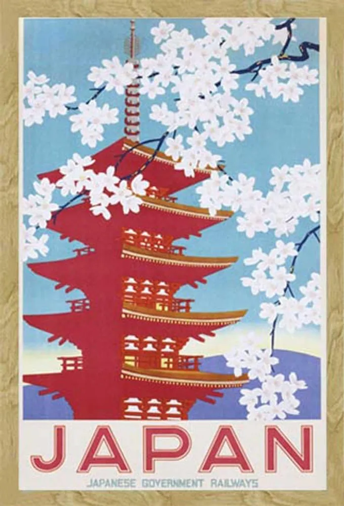 Poster Vintage Ferrovie Giapponesi con Cornice Shinsuke® Faggio 61x91,5
