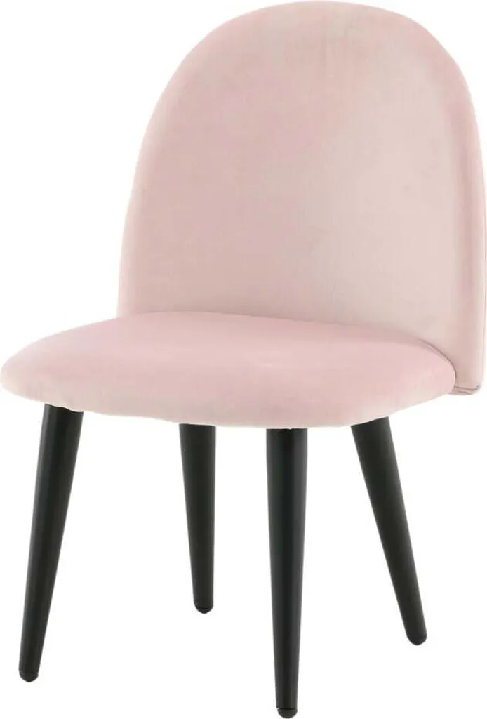 FURNLUX Sedia da camera per bambini in velluto rosa chiaro e nero 40cm / Hauptfarbe: Rosa / Dimensioni: 40 x 42 x 61 cm