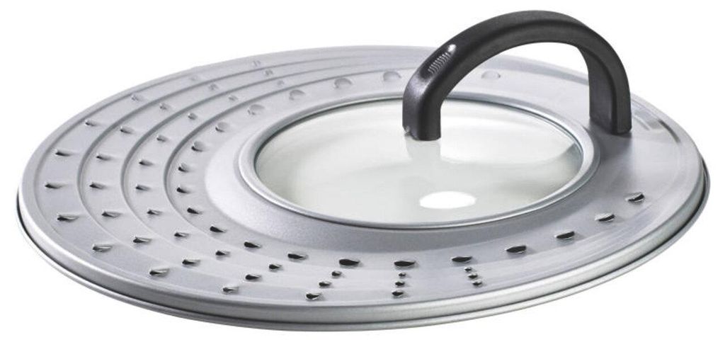 Spritzschutz 31 cm Durchmesser, Kohlenstoffstahl-Glas, mit Produktbild 