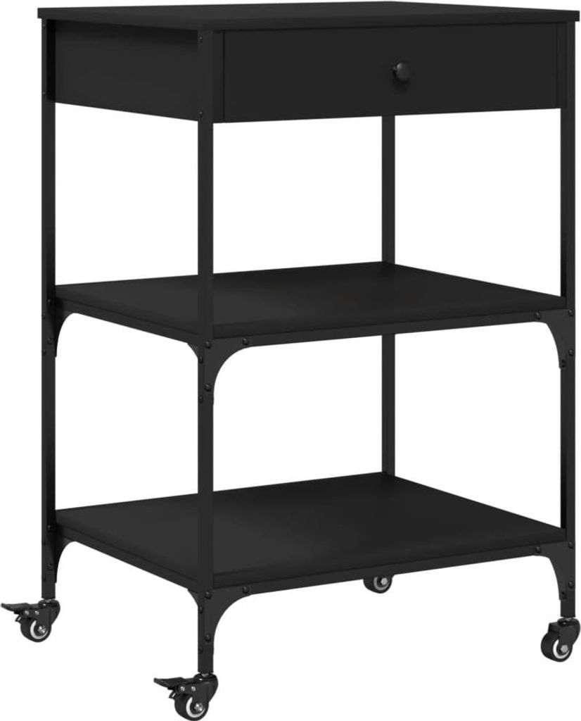 vidaXL Kuchyňský vozík černý 60x48x89,5 cm materiál na bázi Obrázek produktu 