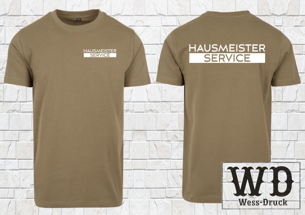 Hausmeister Service Shirt Facility Management T-Shirt Berufsbekleidung Olive/Weiß XXL
