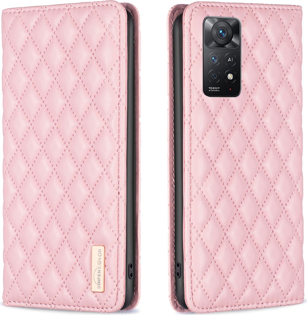 Redmi Note 11 Pro Hülle, Elegant Bookstyle Flip Leder Kartenfächer Schutzhülle mit Ständer für Xiaomi Redmi Note 11 Pro 5G / 4G Pink