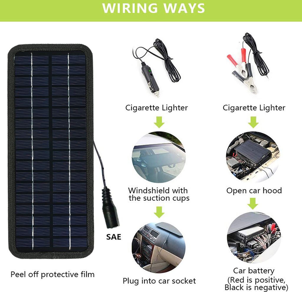 18V 20W solární nabíječka autobaterie, udržovač Obrázek produktu 7