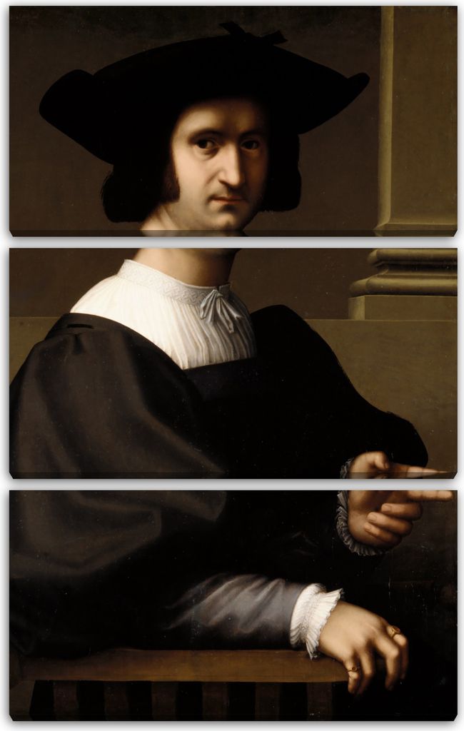 Leinwandbild 3-teilig (80x120cm): Tommaso Fiorentino - Portrait eines Mannes, echter Holz-Keilrahmen inkl. Aufhänger, handgefertigt in Deutschland